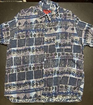Vintage XERS Shirt Mens XL Blue Abstract Pattern Button Up Made USA